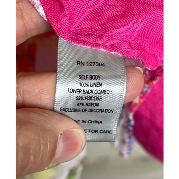 John Mark plus 1X pink embroidered boho blouse top button up shirt  new linen - Picture 7 of 9